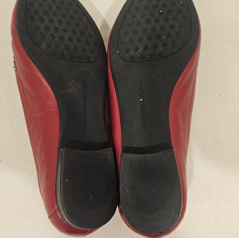 ANTONIO MELANI Women's Candy Apple Red Patent Leather Slip-On Flats Size-7.5 - Picture 11 of 11